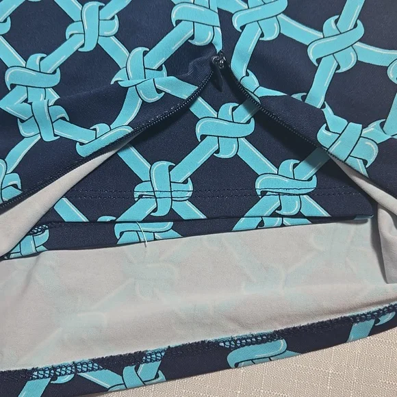 Lulu B Navy Blue Trellis Elegant Expressions Zip Skort XL Pockets UPF 50 - Picture 3 of 6